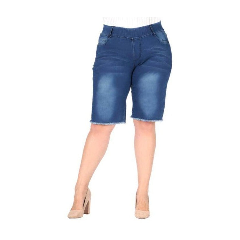 Hi-Waist Distressed Bermuda Short Jeggings - VacationGrabs