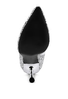 Stylish high ankle designer boots for women with a pointed toe and chic silver heel detail
