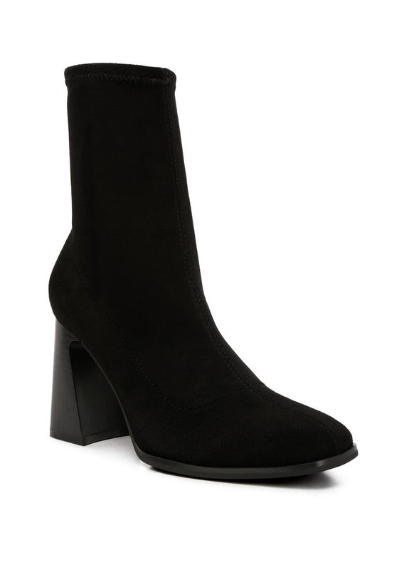 Rag Company high ankle flared block heel boots in sleek black for stylish women's footwear
