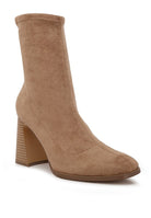 Rag Company high ankle flared block heel boots in beige suede for a stylish look