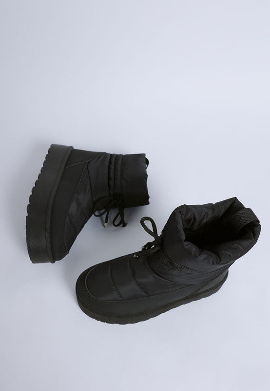Rag Company high ankle winter boots in black with padded interior for warmth and comfort