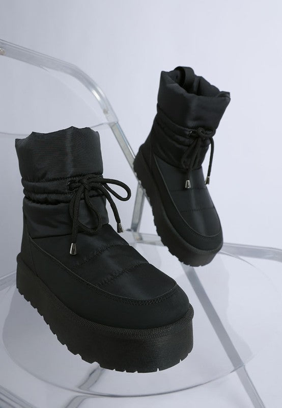 Rag Company high ankle winter boots in black with a stylish padded design for warmth and comfort