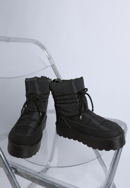 Rag Company high ankle winter boots in black with a padded design and thick rubber sole