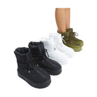 Rag Company high ankle winter boots in black, white, and green with padded design and lace-up closure