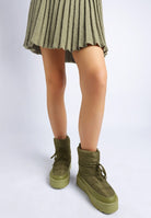 Rag Company high ankle winter boots in green, stylish and comfortable for cold weather outfits