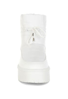 Rag Company high ankle winter boots in white with lace detail and thick sole for stylish comfort