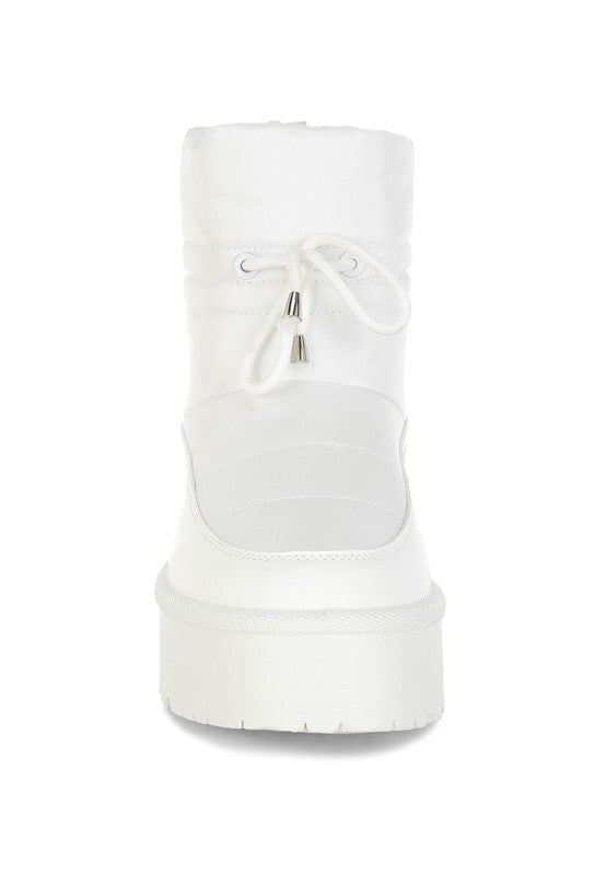 Rag Company high ankle winter boots in white with lace detail and thick sole for stylish comfort