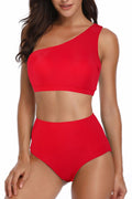 Women's red high cut bikini bottom for stylish beachwear