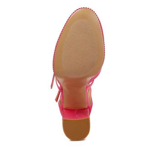 Elegant pink high heel rhinestone sandals with a smooth sole for stylish women's footwear