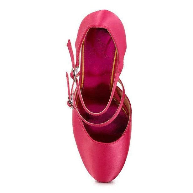 Pink women's high heel rhinestone sandals with stylish cross-straps and a sleek design