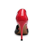 Rag Company High Heel Slip Ons in red and black with a sleek design and pointed toe