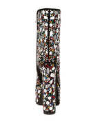 Colorful Rag Company high heel statement boots for women with a unique design and striking pattern