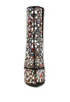 Rag Company high heel statement boots for women featuring a vibrant multicolored studded design