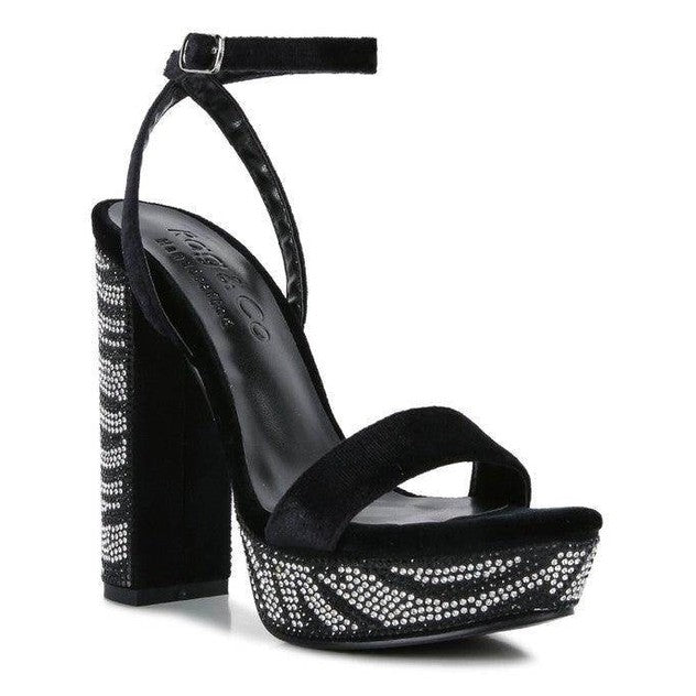 Rag Company high heel vacation sandals with sparkling embellishments and a stylish design