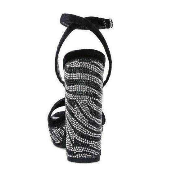 Rag Company high heel vacation sandals with a stylish crystal-embellished back and ankle strap