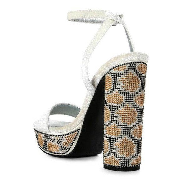 Rag Company high heel vacation sandals featuring a jeweled design and a stylish block heel