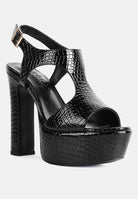 London Rag International high heeled cut out sandals in black with a stylish platform design