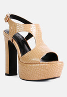 London Rag high heeled cut out sandals featuring a stylish croc design and platform heel