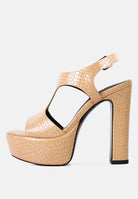 London Rag high heeled cut out sandals in beige with stylish platform and slingback design