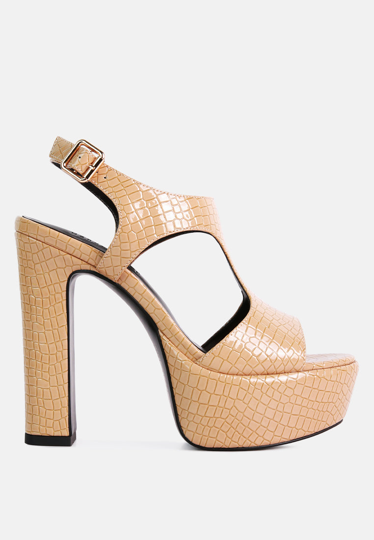 London Rag International high heeled cut out sandals in beige with a stylish platform design