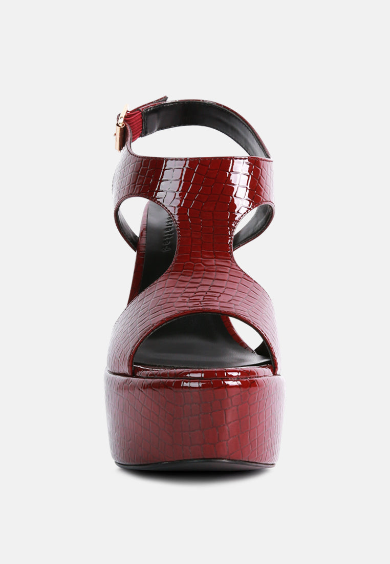 Stylish high heeled cut out sandals from London Rag International in a chic red color