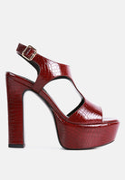 London Rag International high heeled cut out sandals in red with a stylish platform design