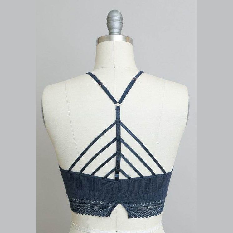 High Neck Crochet Lace Trim Bralette - VacationGrabs