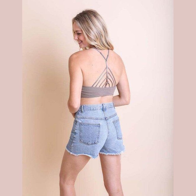 High Neck Crochet Lace Trim Bralette - VacationGrabs