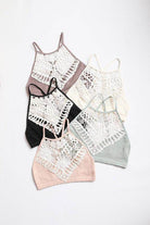 Leto Accessories high neck lace top in six stylish colors with delicate lace detailing