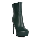 Rag Company women's high platform stiletto ankle boots in black leather with sleek design