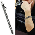 High polished mens bracelet featuring a unique design with detailed link patterns and a stylish clasp