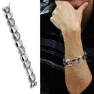 High polished men's bracelet with a sleek design showcased on a model's arm