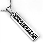 Stylish high polished men's necklace with intricate cut-out design for modern fashion.