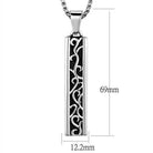 High polished men's necklace featuring a sleek pendant with intricate design and dimensions of 69mm by 12.2mm