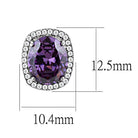 Purple gemstone high polished no plating earrings with sparkling border for elegant style
