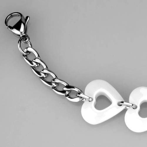High polished silver bracelet for women with heart-shaped accents and a durable clasp
