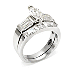 High polished silver engagement ring with multiple sparkling diamond-like stones for a stunning appearance