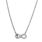 High polished silver tone necklace with infinity pendant adorned with sparkling stones