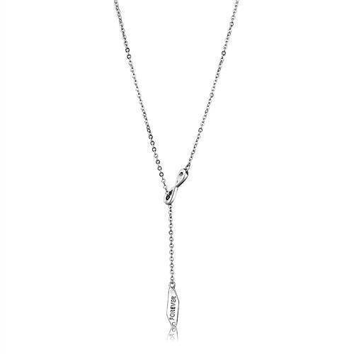 Elegant women's necklace featuring high polished stainless steel jewelry with a unique infinity design