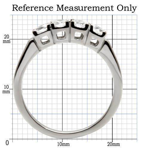 High polished stainless steel ring with a sleek design and clear crystal accents for women