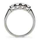High polished stainless steel ring featuring four sparkling clear stones for elegant style