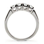 High polished stainless steel ring featuring four sparkling clear stones for elegant style