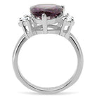 High polished stainless steel ring featuring an oval gemstone and sparkling accent stones