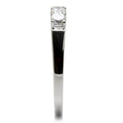 High polished stainless steel ring featuring a sparkling gemstone for elegant style
