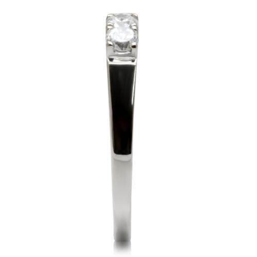 High polished stainless steel ring featuring a sparkling gemstone for elegant style