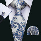 High Quality Artsy Design Neckties Handkerchief Cufflinks - VacationGrabs