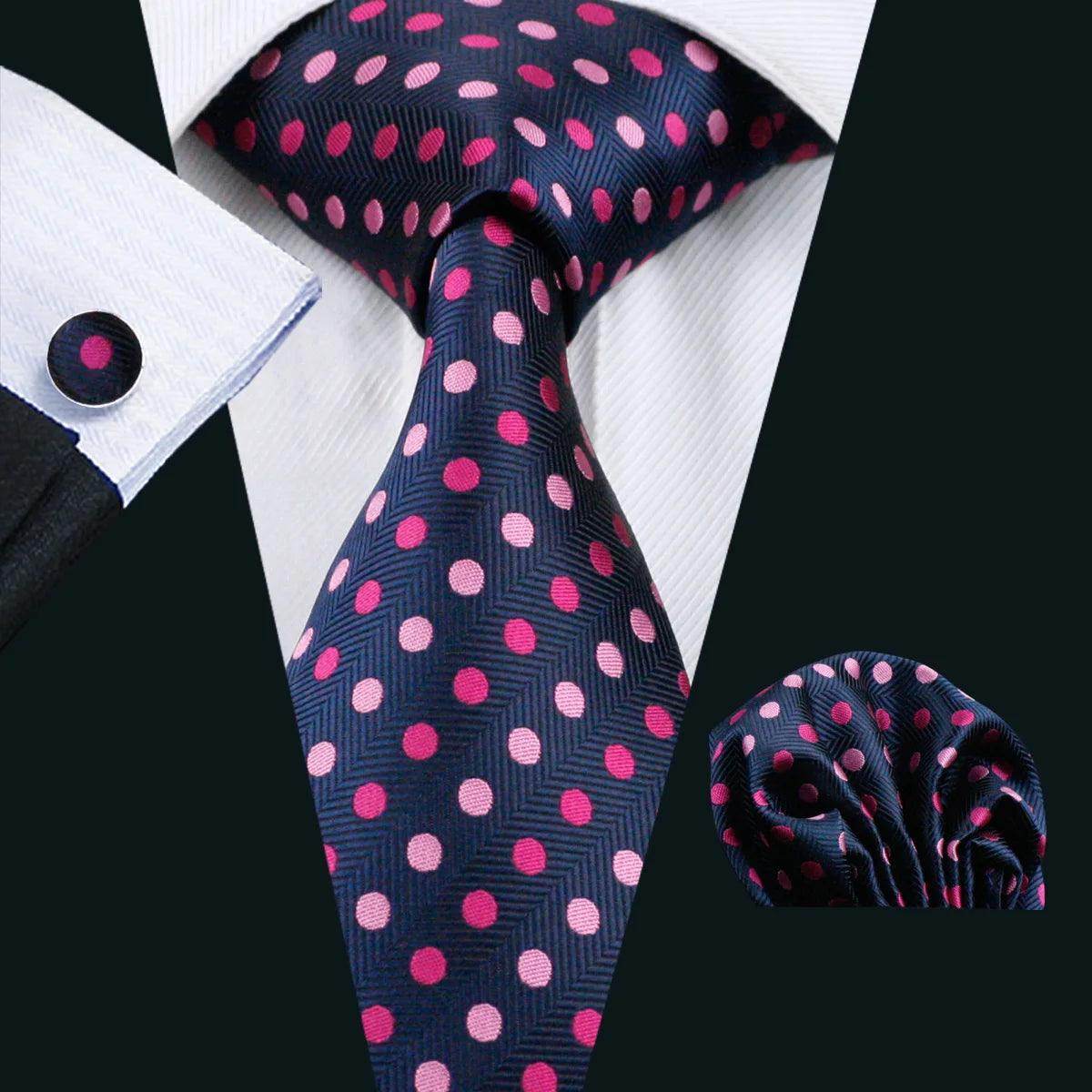 High Quality Artsy Design Neckties Handkerchief Cufflinks - VacationGrabs