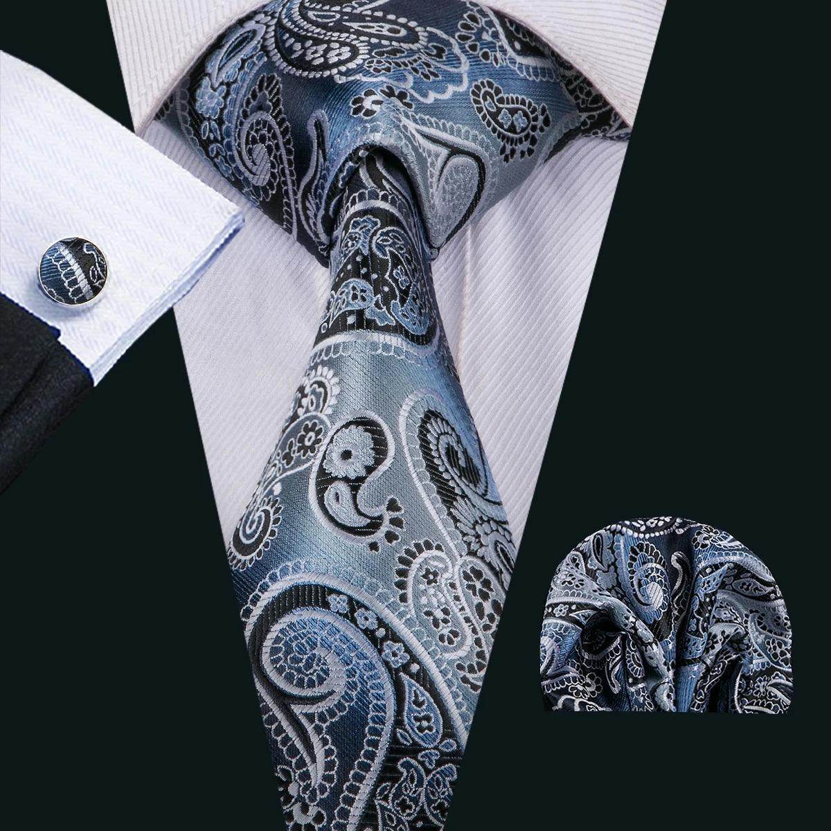 High Quality Artsy Design Neckties Handkerchief Cufflinks - VacationGrabs