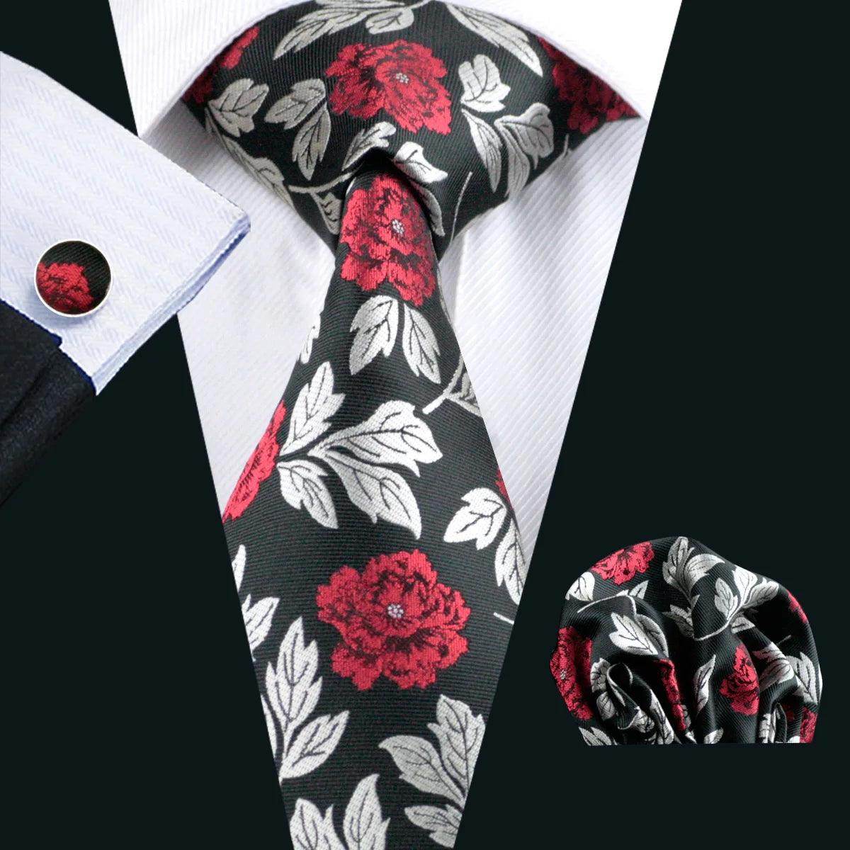 High Quality Artsy Design Neckties Handkerchief Cufflinks - VacationGrabs