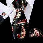 High Quality Artsy Design Neckties Handkerchief Cufflinks - VacationGrabs